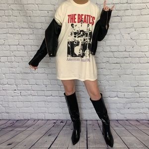 knee high black faux leather boots